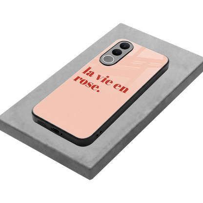 La Vie En Rose Quote stylish phone case for vivo v70 fe | glossy glass and slim fit