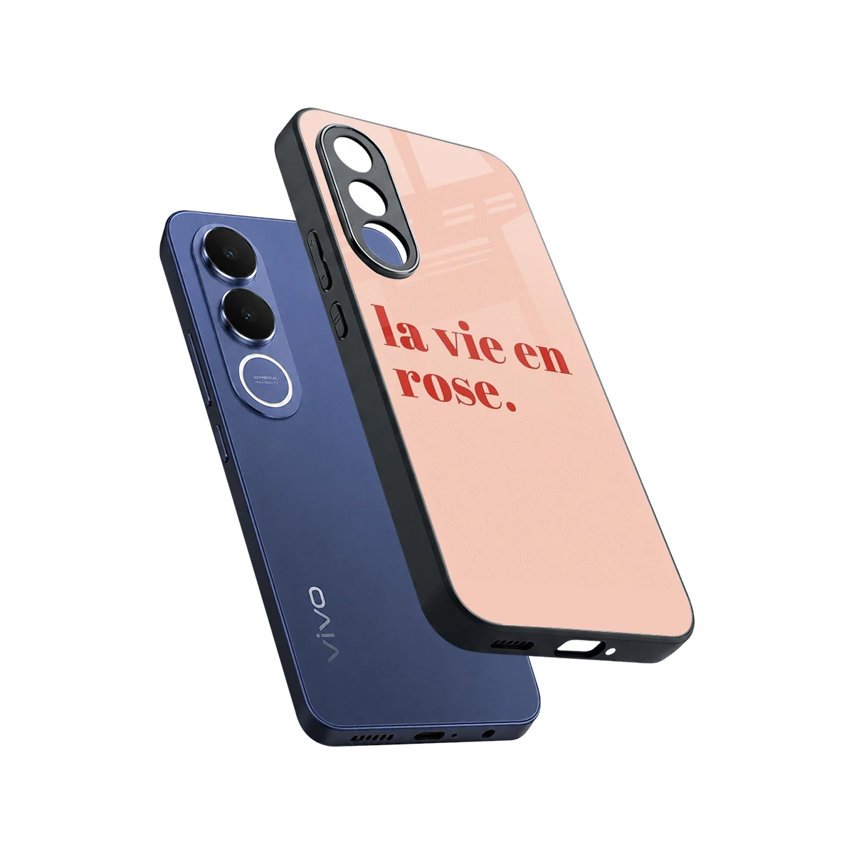 La Vie En Rose Quote sleek vivo v70 fe cover with tempered glass back and TPU edges