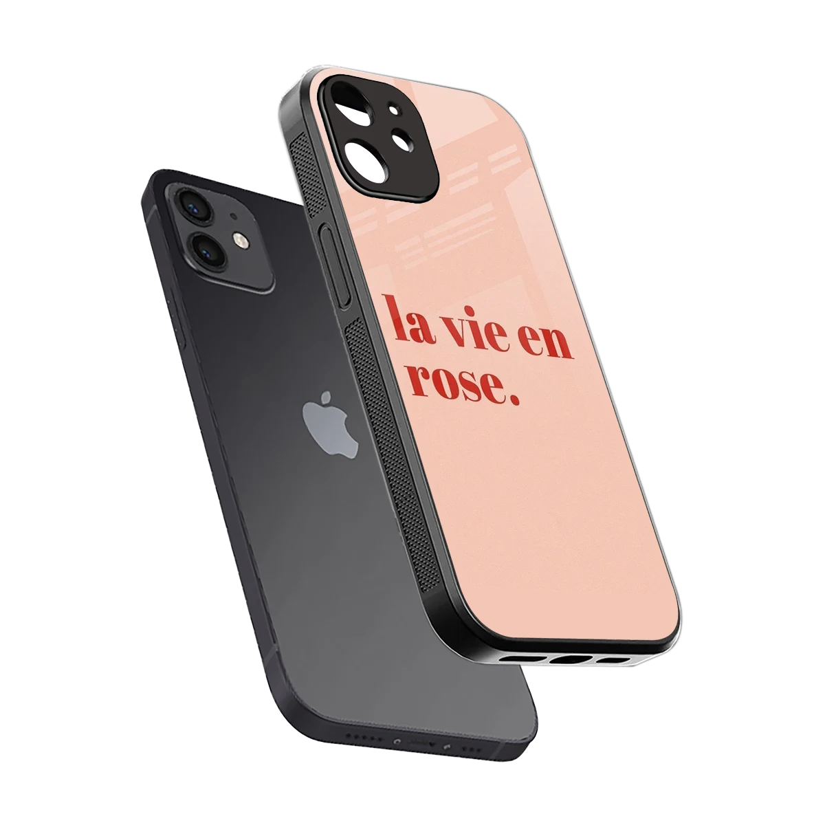 La Vie En Rose Quote sleek iphone 12 cover with tempered glass back and TPU edges