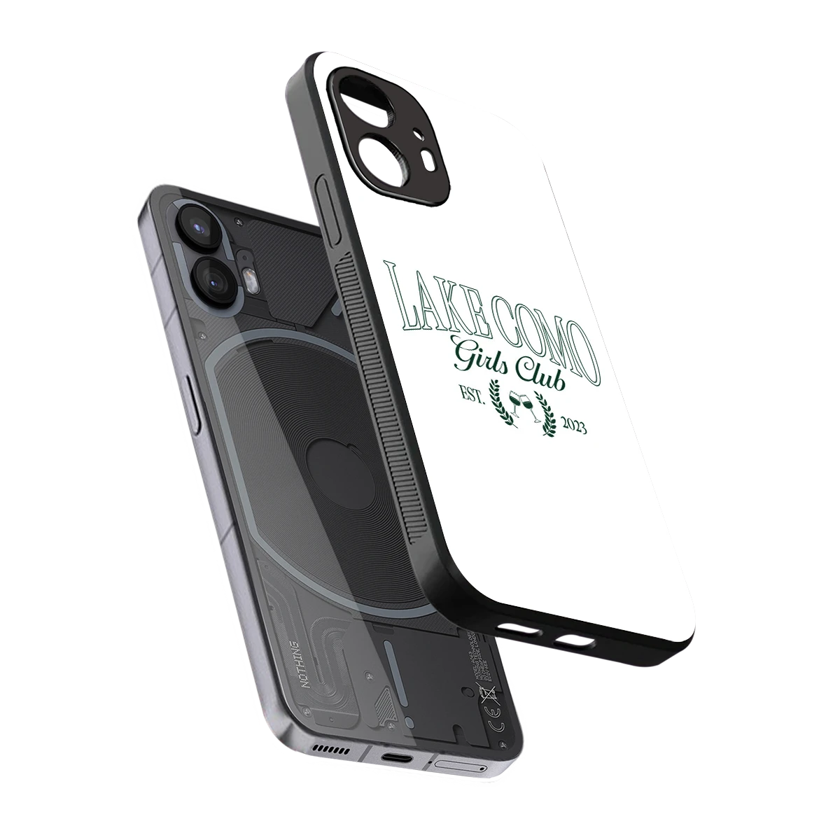 Lake Como sleek nothing phone 2 cover with tempered glass back and TPU edges