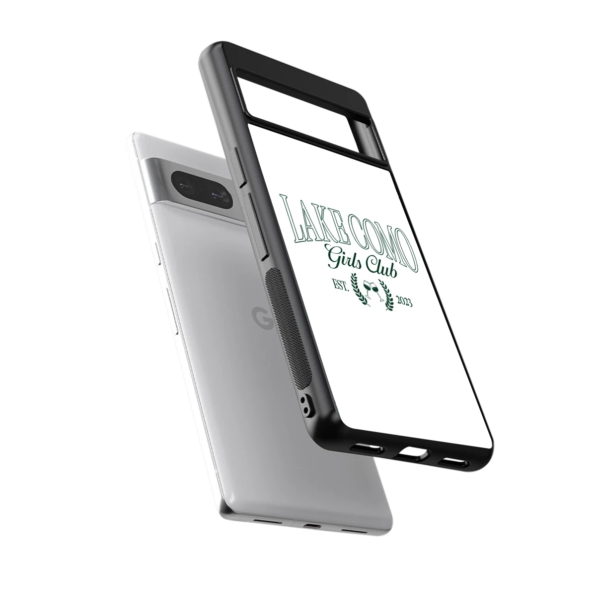 Lake Como sleek google pixel 7a cover with tempered glass back and TPU edges