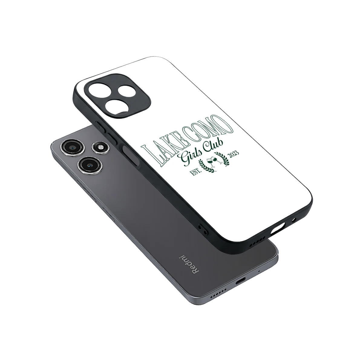 Lake Como sleek redmi 12 5g cover with tempered glass back and TPU edges