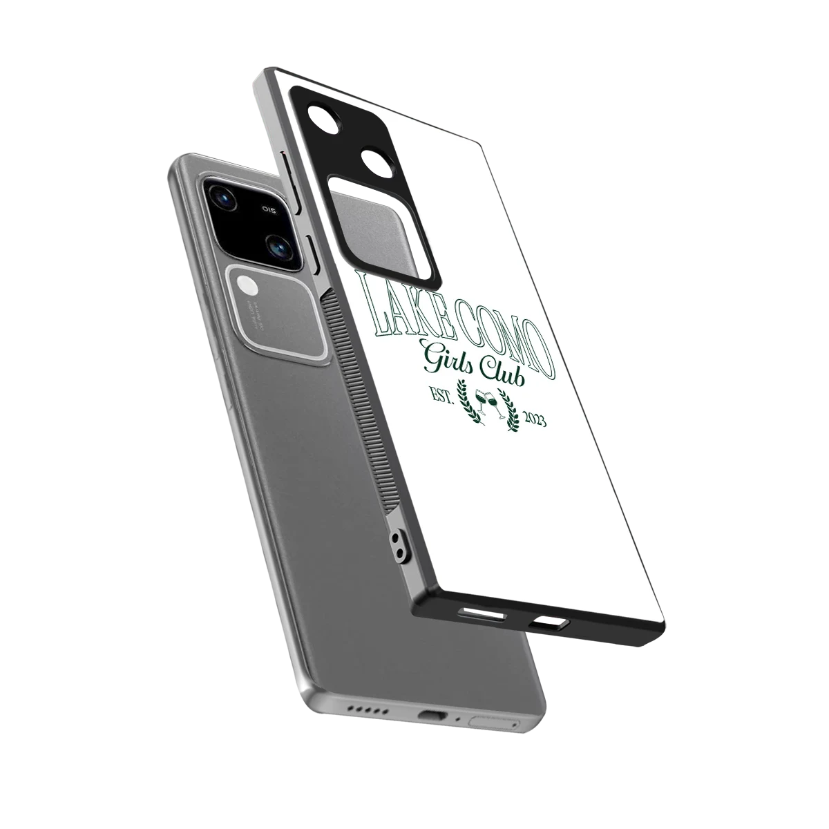 Lake Como sleek vivo v30 cover with tempered glass back and TPU edges