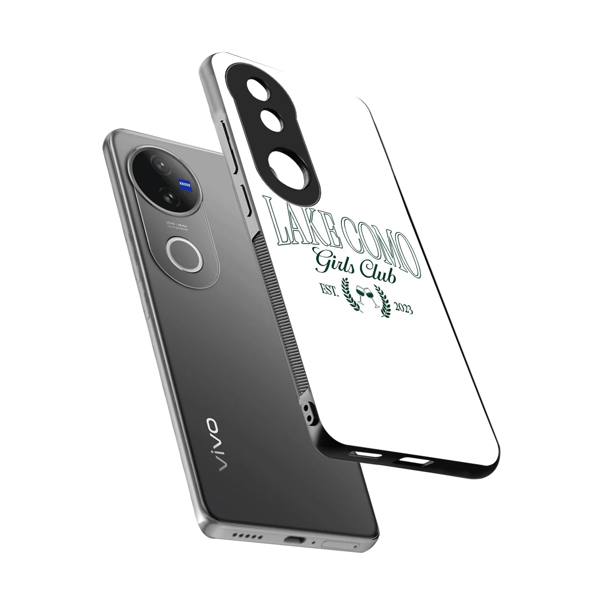 Lake Como sleek vivo v50 cover with tempered glass back and TPU edges