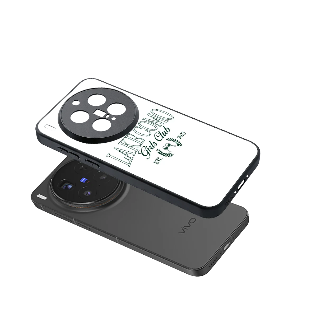 Lake Como sleek vivo x300 pro cover with tempered glass back and TPU edges