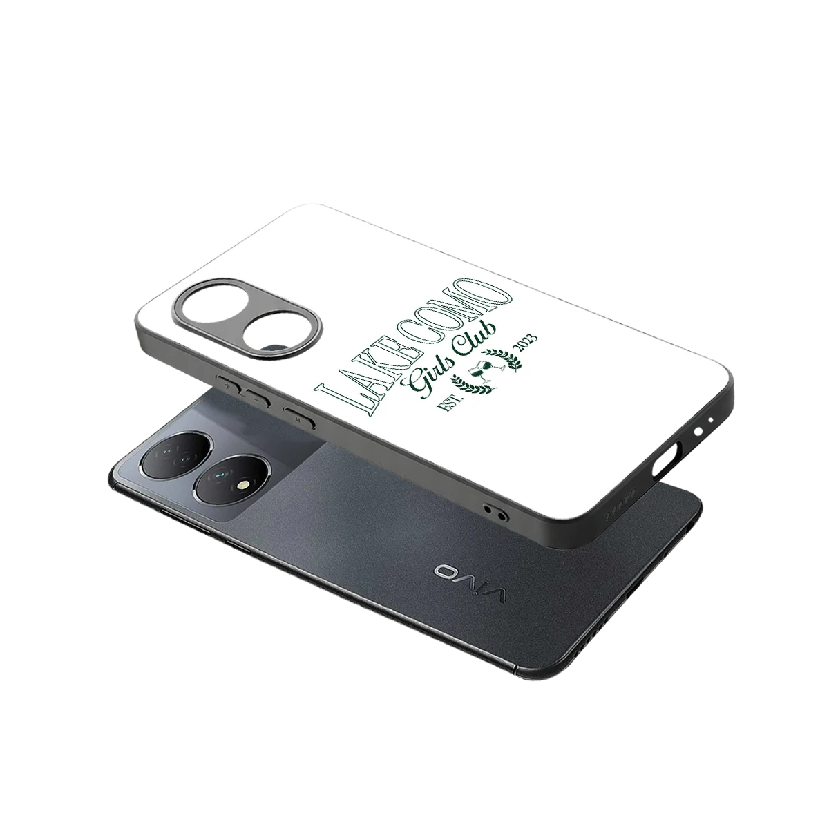 Lake Como sleek Vivo-y100 cover with tempered glass back and TPU edges