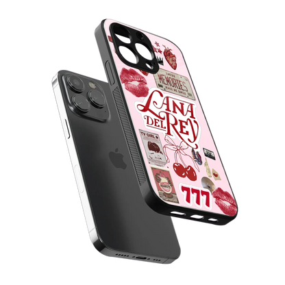 Lana Del Rey Collage sleek iphone 14 pro max cover with tempered glass back and TPU edges