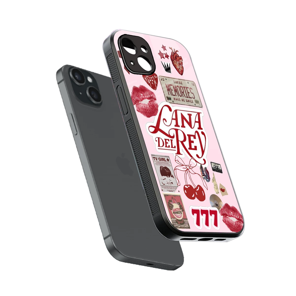Lana Del Rey Collage sleek iphone 14 plus cover with tempered glass back and TPU edges