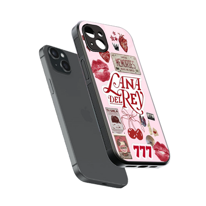 Lana Del Rey Collage sleek iphone 14 plus cover with tempered glass back and TPU edges