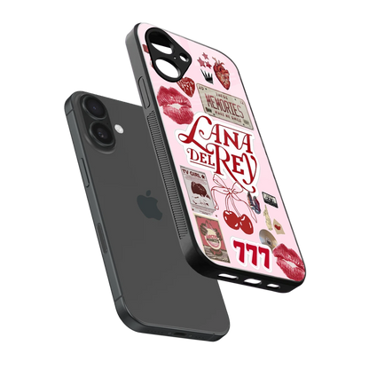 Lana Del Rey Collage sleek iPhone 16 cover with tempered glass back and TPU edges