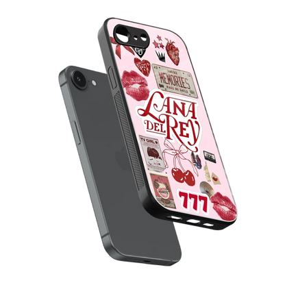 Lana Del Rey Collage sleek iphone 16e cover with tempered glass back and TPU edges