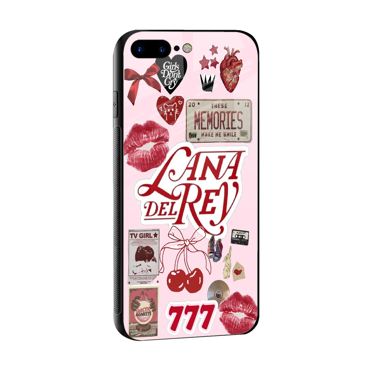 Lana Del Rey Collage sleek iphone 8 plus cover with tempered glass back and TPU edges
