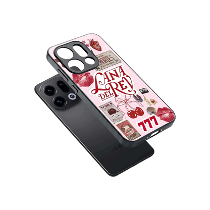 Lana Del Rey Collage sleek oppo find x9 cover with tempered glass back and TPU edges