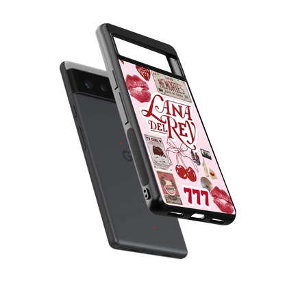 Lana Del Rey Collage sleek google pixel 6a cover with tempered glass back and TPU edges