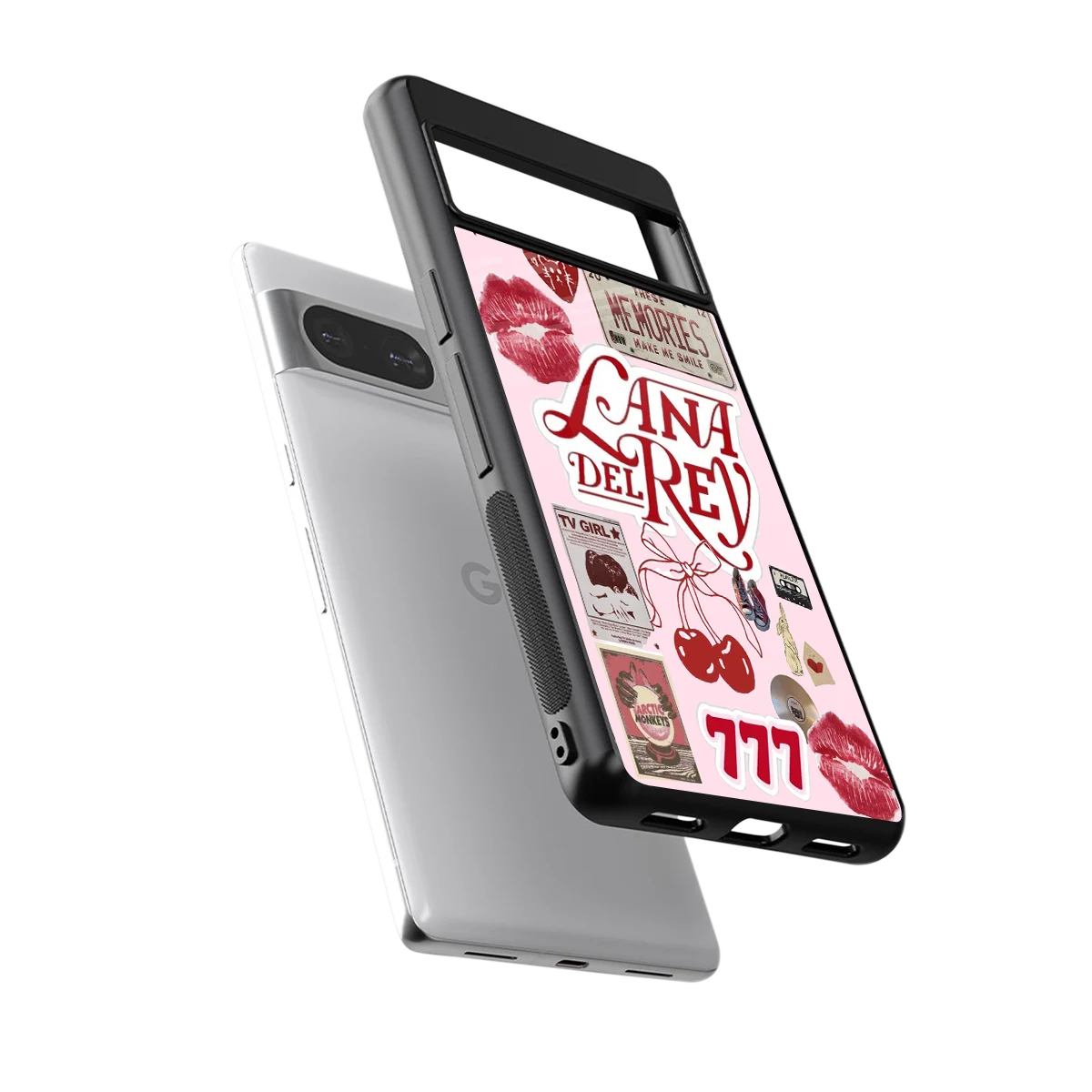 Lana Del Rey Collage sleek google pixel 8 cover with tempered glass back and TPU edges