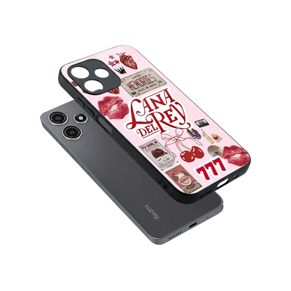 Lana Del Rey Collage sleek redmi 12 5g cover with tempered glass back and TPU edges