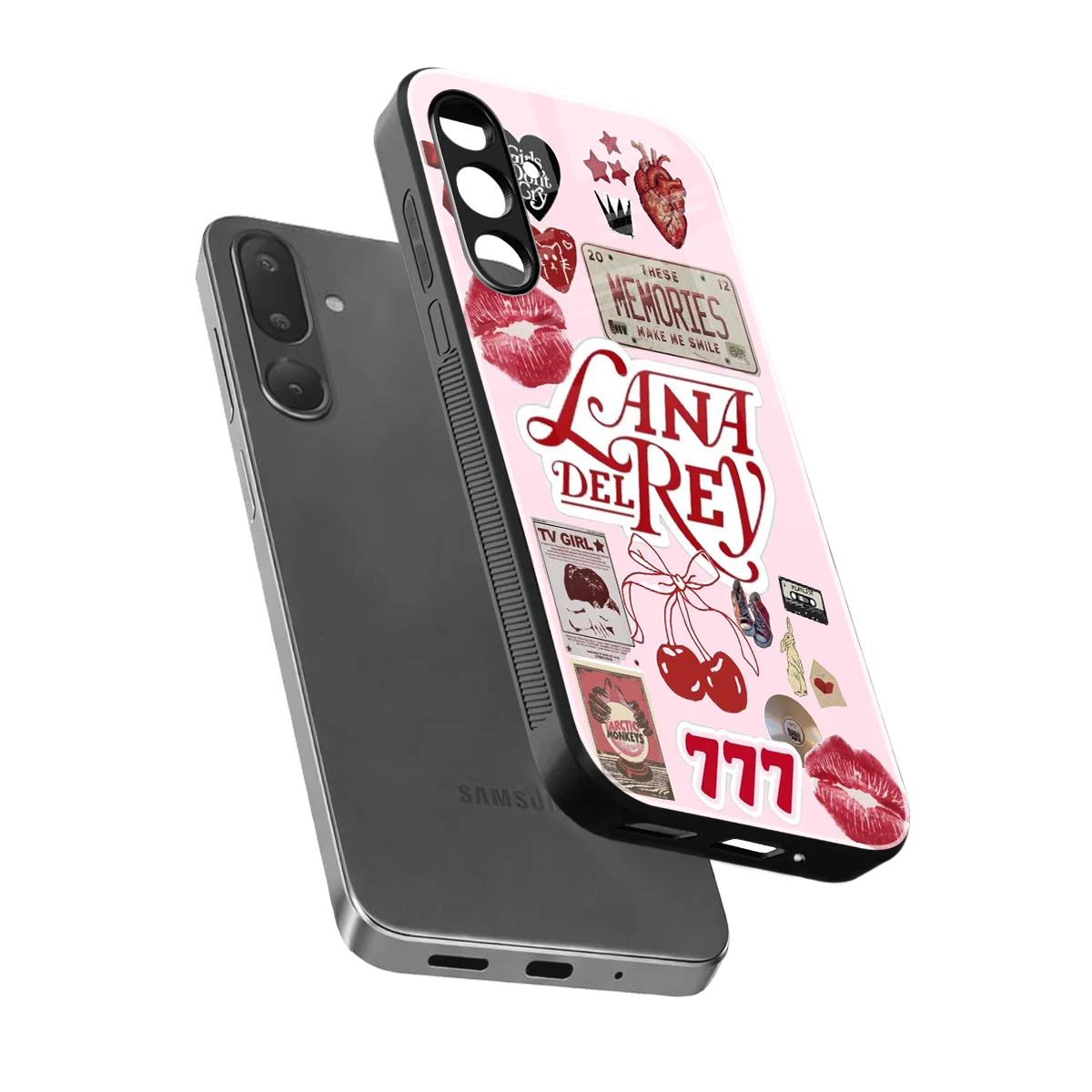 Lana Del Rey Collage sleek samsung galaxy m56 5g cover with tempered glass back and TPU edges
