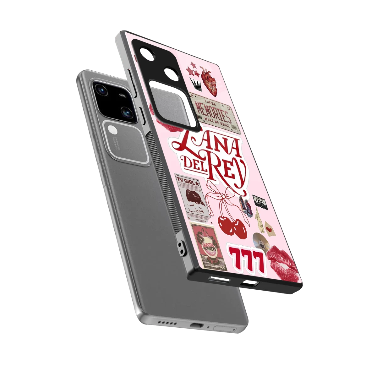 Lana Del Rey Collage sleek vivo v30 cover with tempered glass back and TPU edges