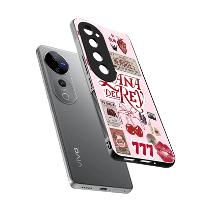 Lana Del Rey Collage sleek vivo v40 pro cover with tempered glass back and TPU edges