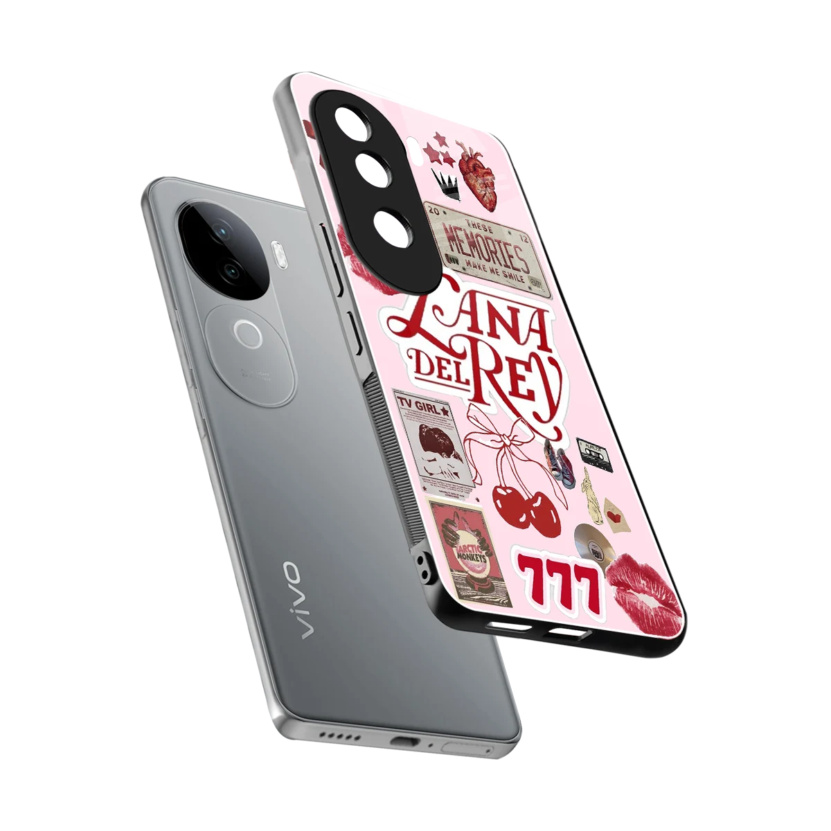 Lana Del Rey Collage sleek vivo v40e cover with tempered glass back and TPU edges
