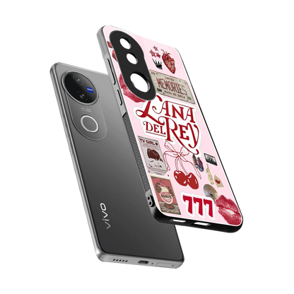 Lana Del Rey Collage sleek vivo v50 cover with tempered glass back and TPU edges