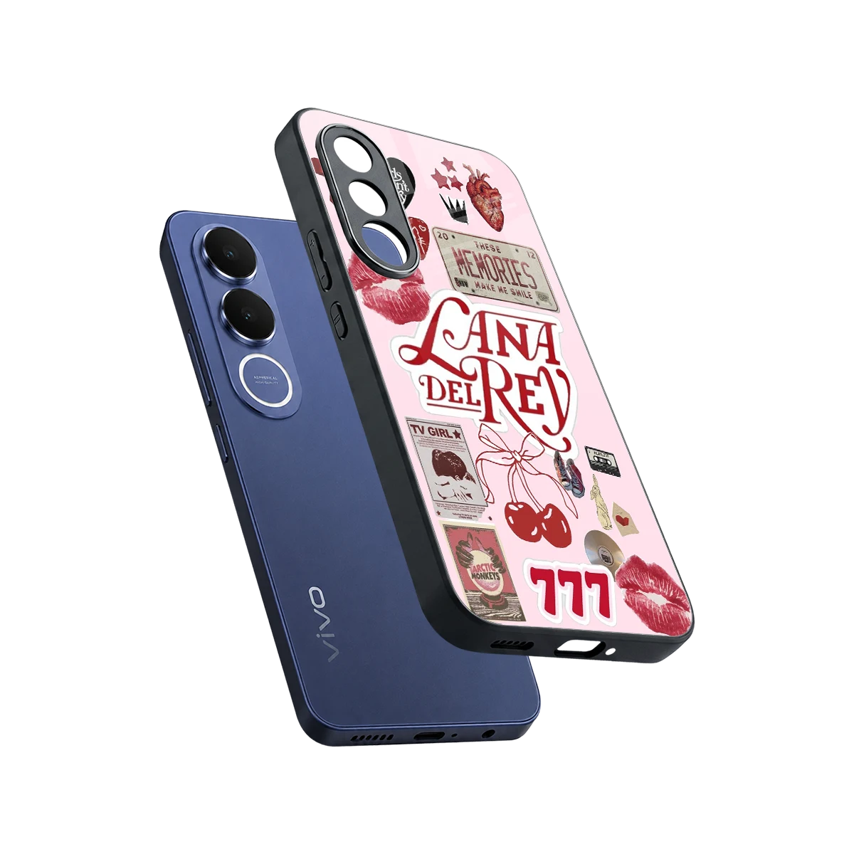 Lana Del Rey Collage sleek vivo v70 fe cover with tempered glass back and TPU edges