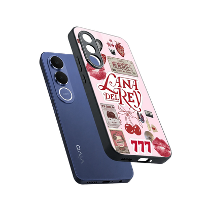 Lana Del Rey Collage sleek vivo v70 fe cover with tempered glass back and TPU edges