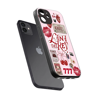 Lana Del Rey Collage sleek iphone 12 cover with tempered glass back and TPU edges