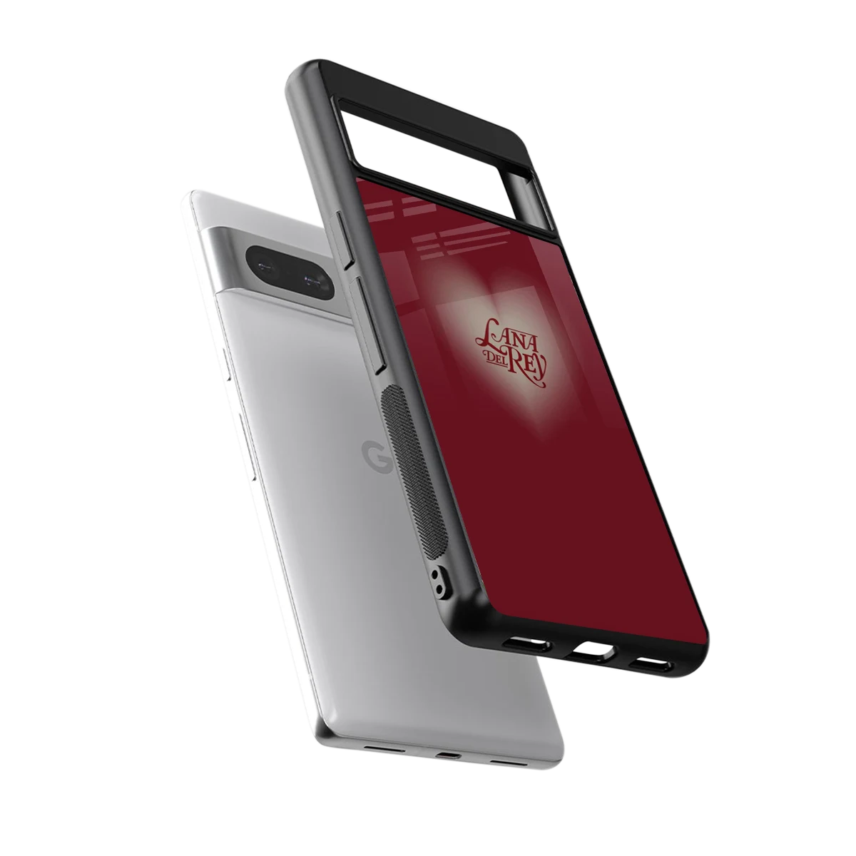 Lana Del Rey Red sleek google pixel 7 cover with tempered glass back and TPU edges