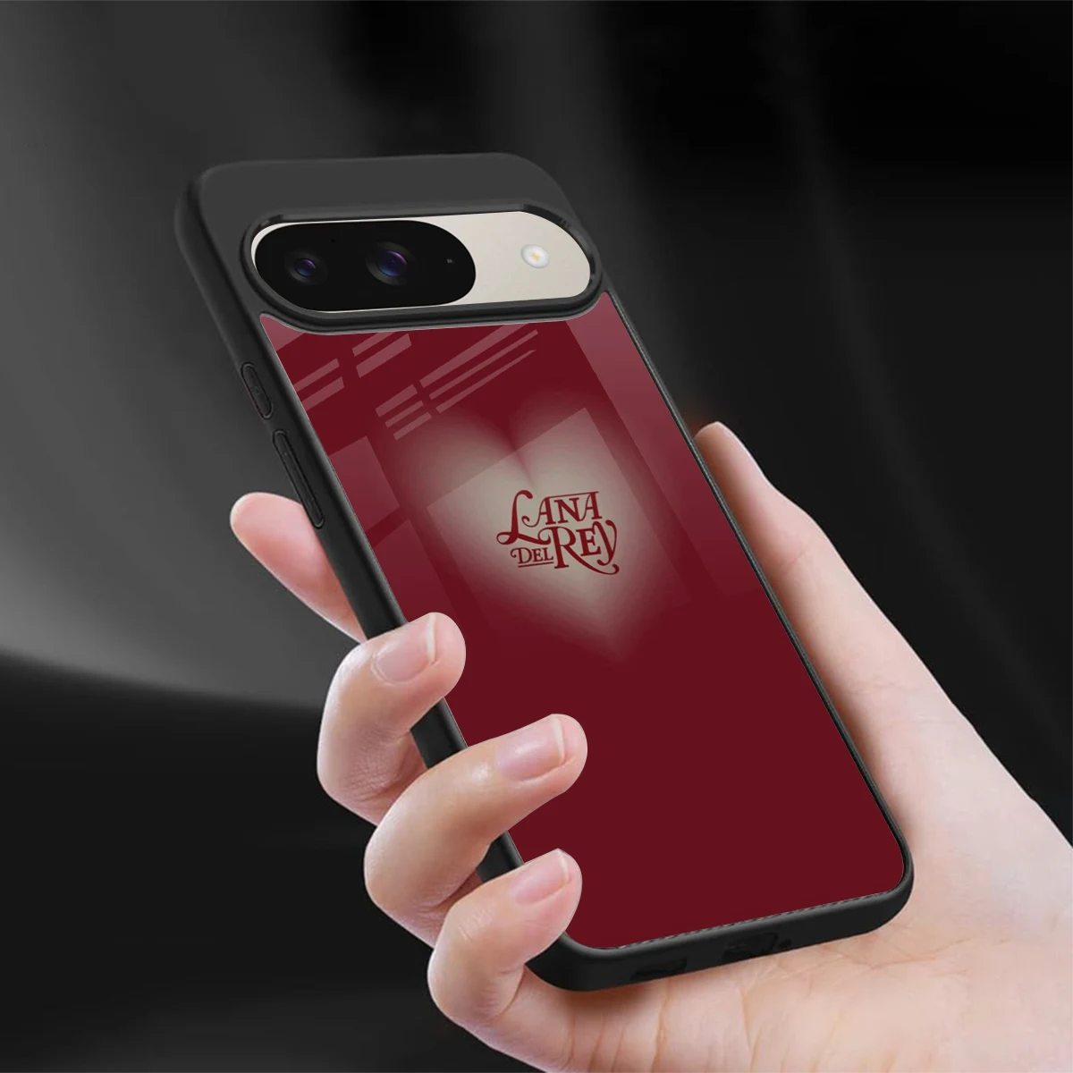 Lana Del Rey Red sleek google pixel 9 cover with tempered glass back and TPU edges