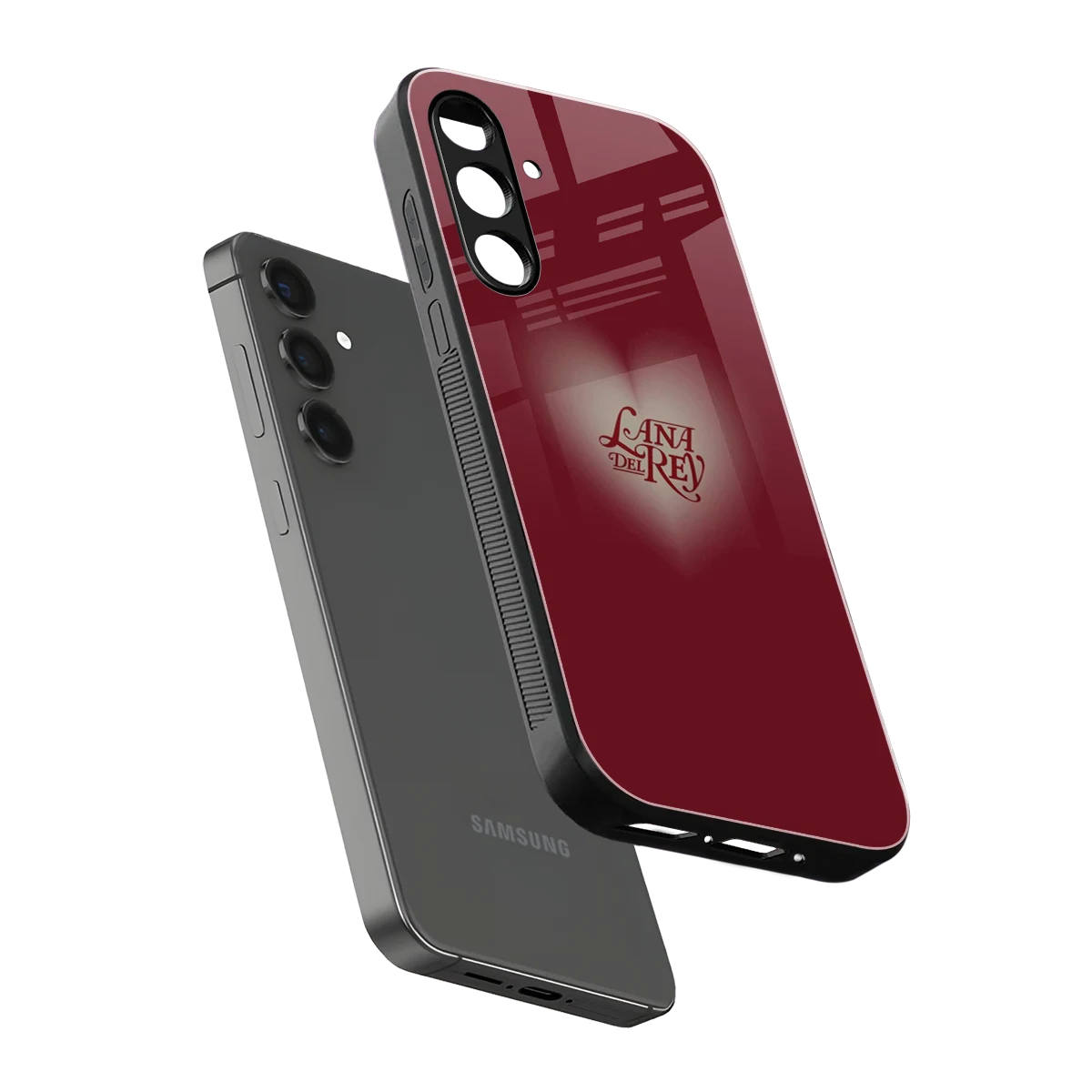 Lana Del Rey Red sleek samsung galaxy m34 5g cover with tempered glass back and TPU edges