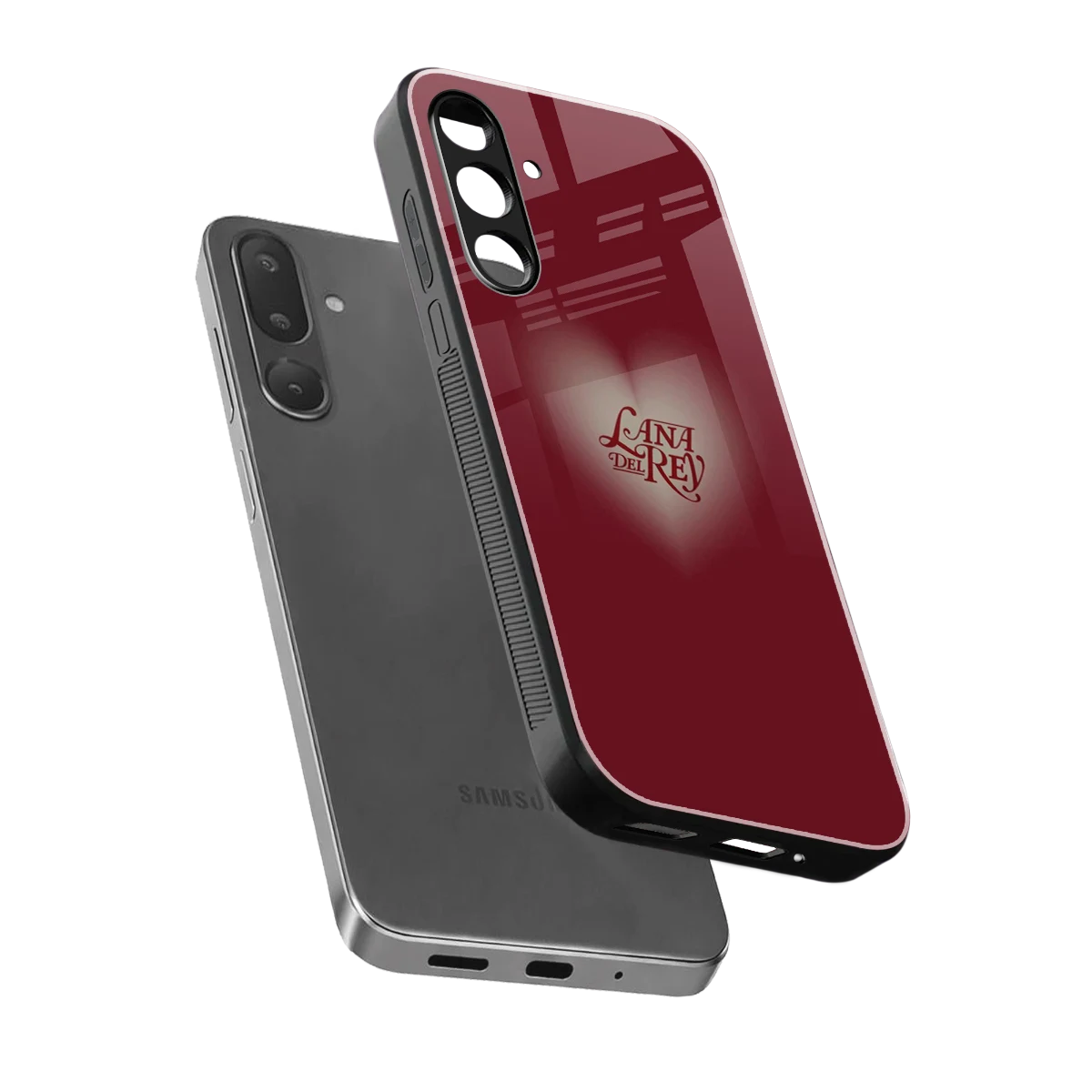 Lana Del Rey Red sleek samsung galaxy m56 5g cover with tempered glass back and TPU edges
