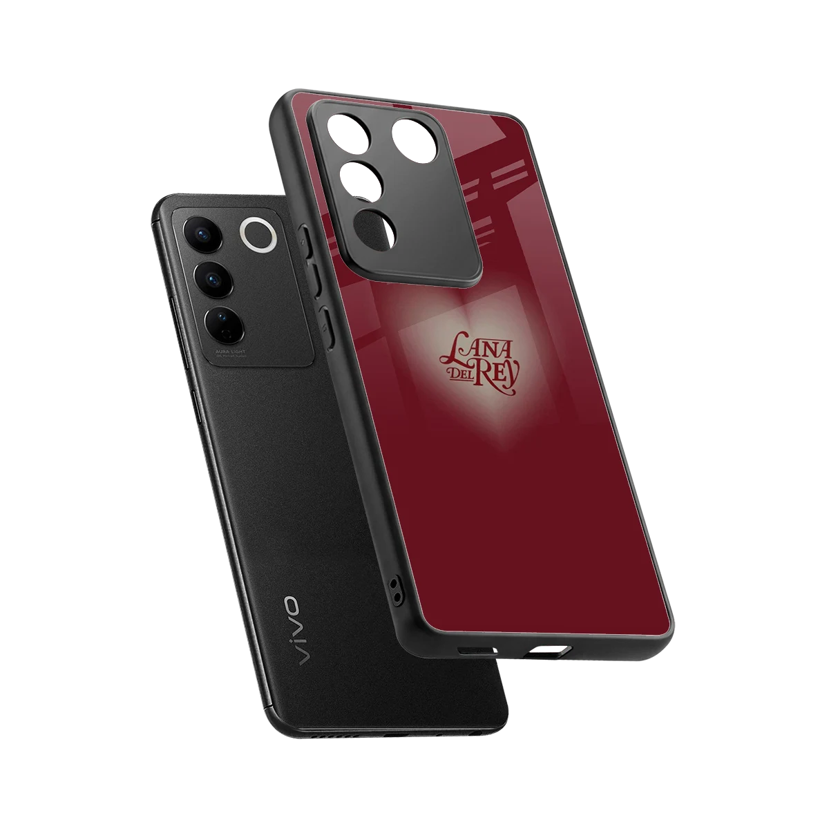 Lana Del Rey Red sleek vivo v27 5g cover with tempered glass back and TPU edges