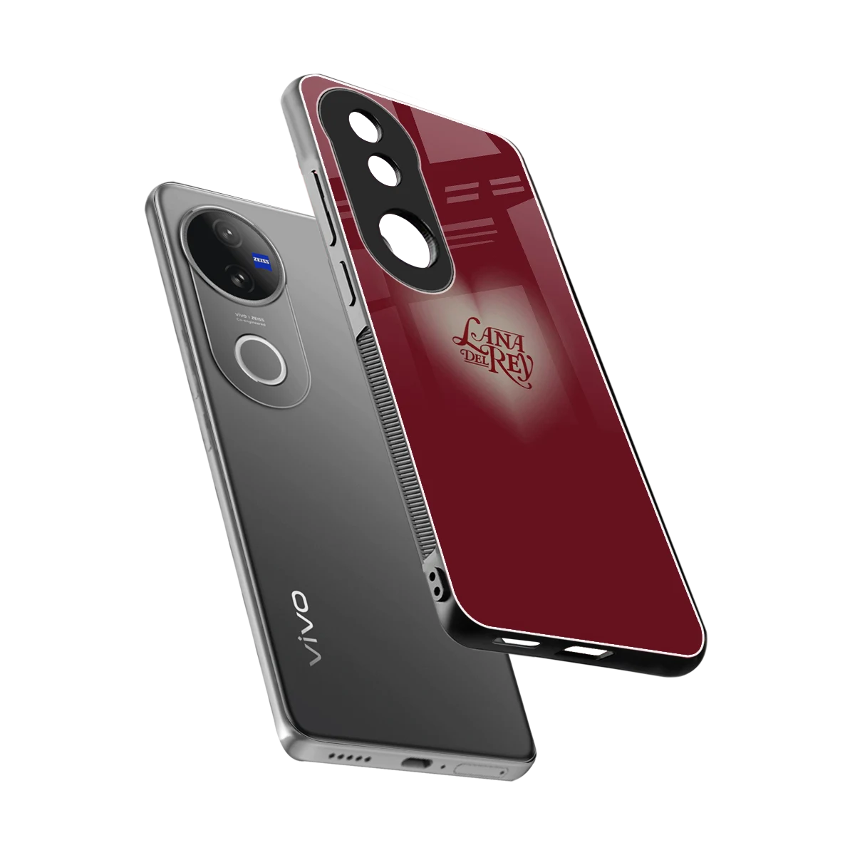 Lana Del Rey Red sleek vivo v50 cover with tempered glass back and TPU edges