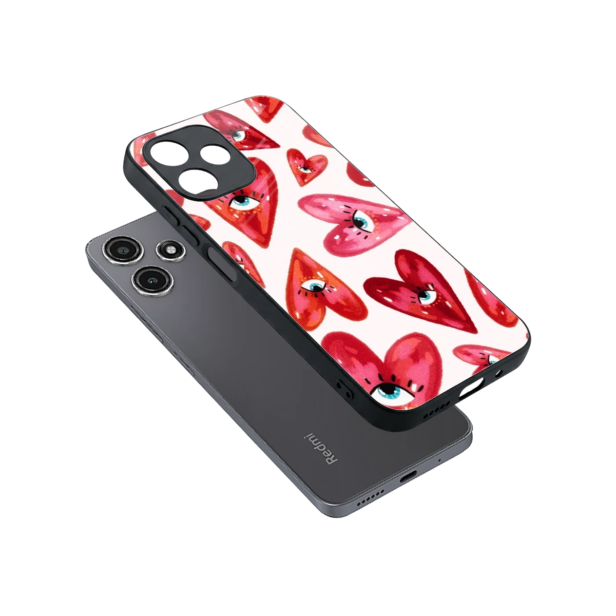 Lash Love sleek redmi 12 5g cover with tempered glass back and TPU edges