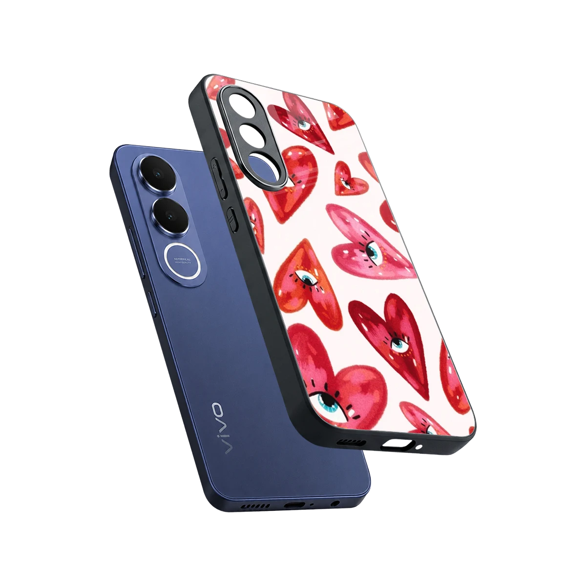 Lash Love sleek vivo v70 fe cover with tempered glass back and TPU edges