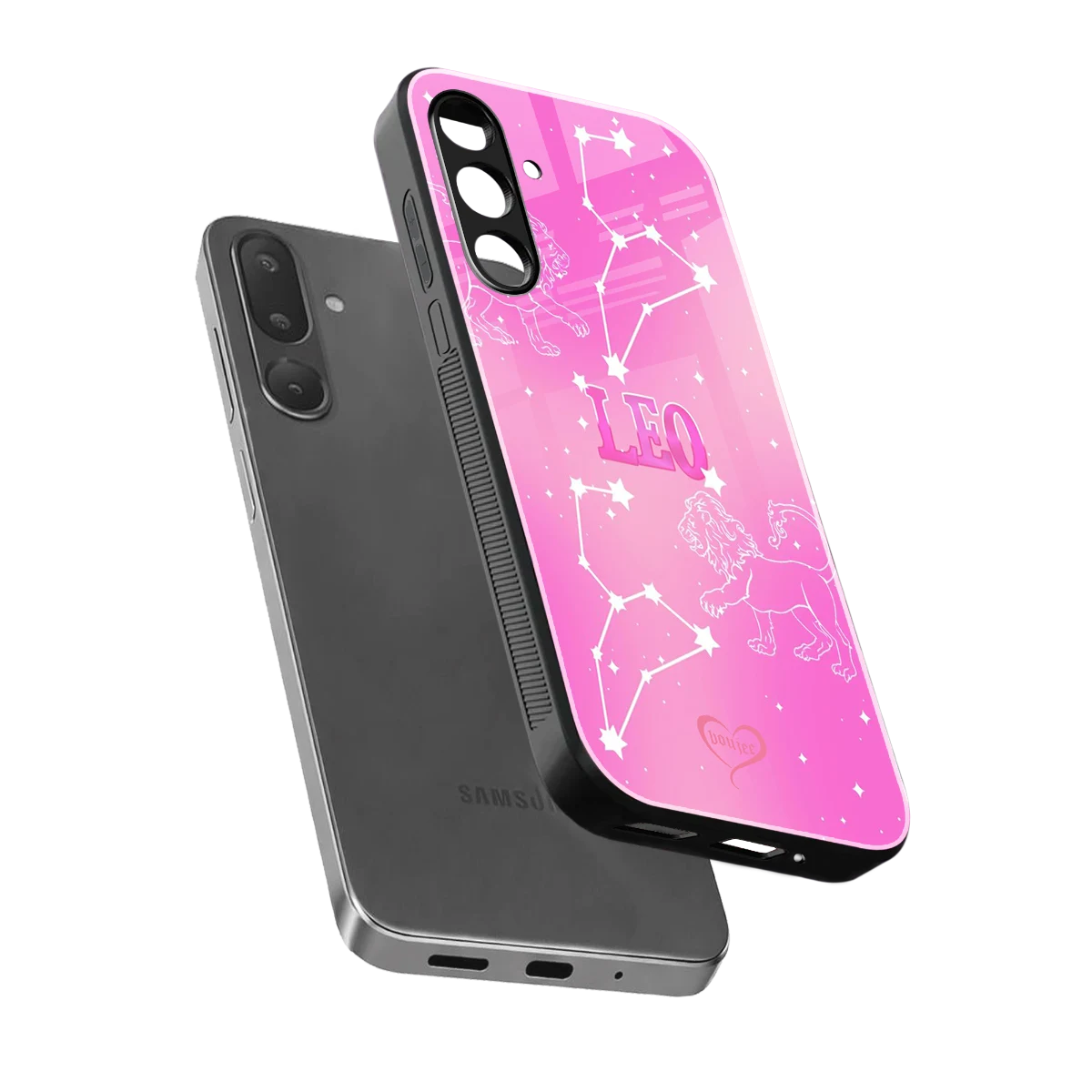 Leo Aura sleek samsung galaxy m56 5g cover with tempered glass back and TPU edges