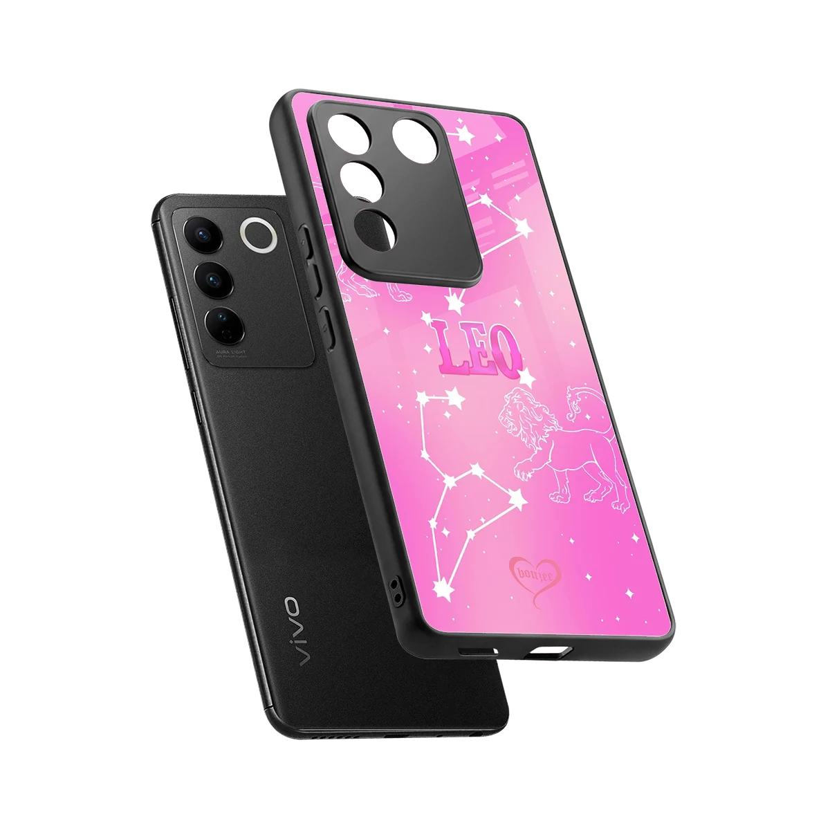 Leo Aura sleek vivo v27 5g cover with tempered glass back and TPU edges