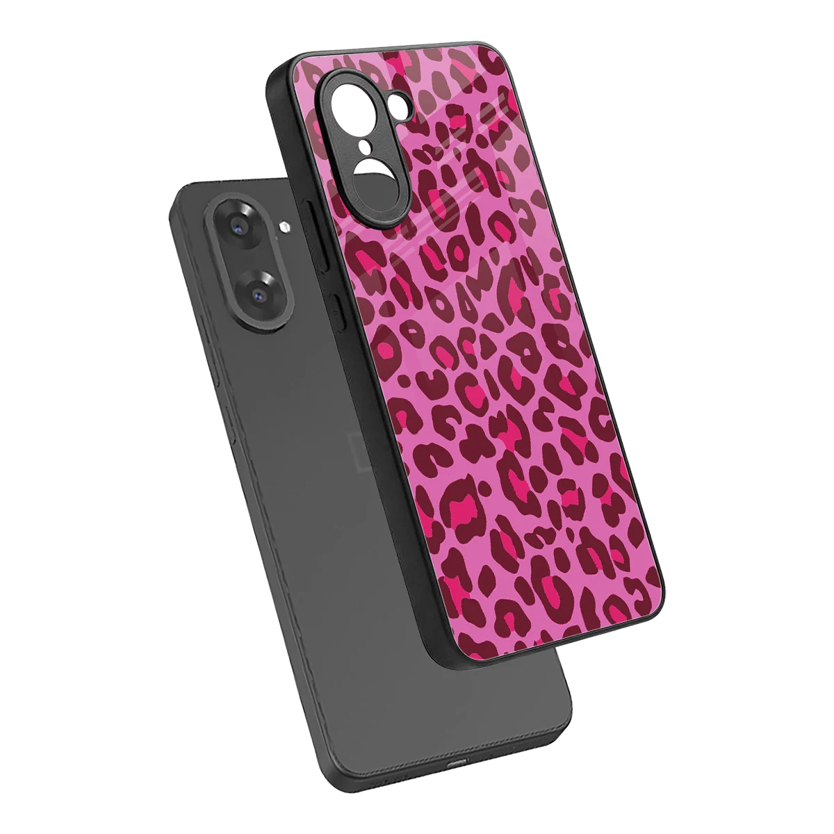 Leopard Pink sleek oneplus nord ce5 5g cover with tempered glass back and TPU edges