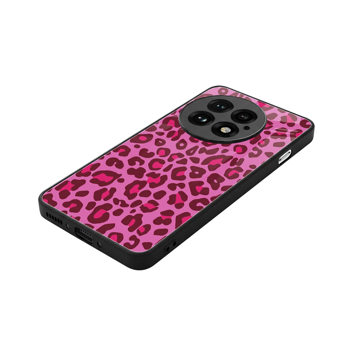 Leopard Pink stylish phone case for oneplus 13 | glossy glass and slim fit