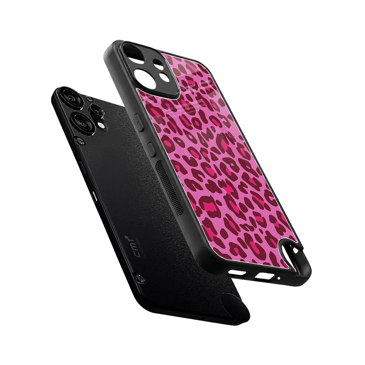 Leopard Pink sleek cmf nothing phone 2 pro cover with tempered glass back and TPU edges