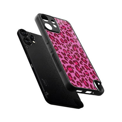 Leopard Pink sleek cmf nothing phone 2 pro cover with tempered glass back and TPU edges