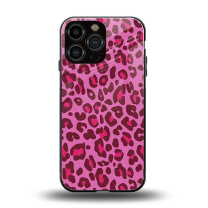 Leopard Pink back phone cover | glass case for iphone 14 pro max