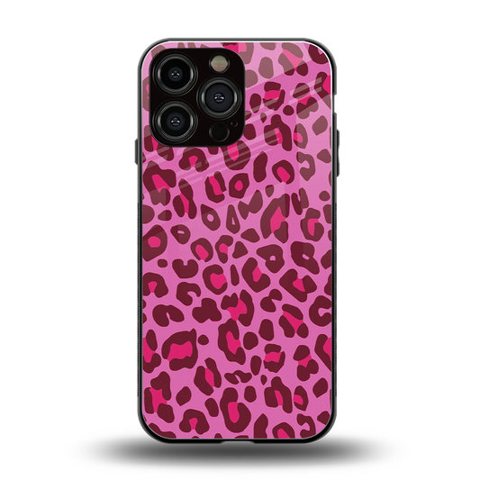 Leopard Pink back phone cover | glass case for iphone 14 pro max