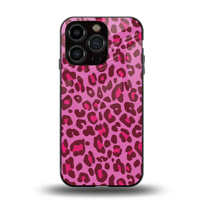 Leopard Pink back phone cover | glass case for iphone 13 pro