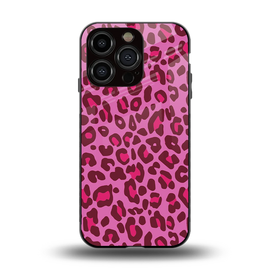 Leopard Pink back phone cover | glass case for iphone 13 pro