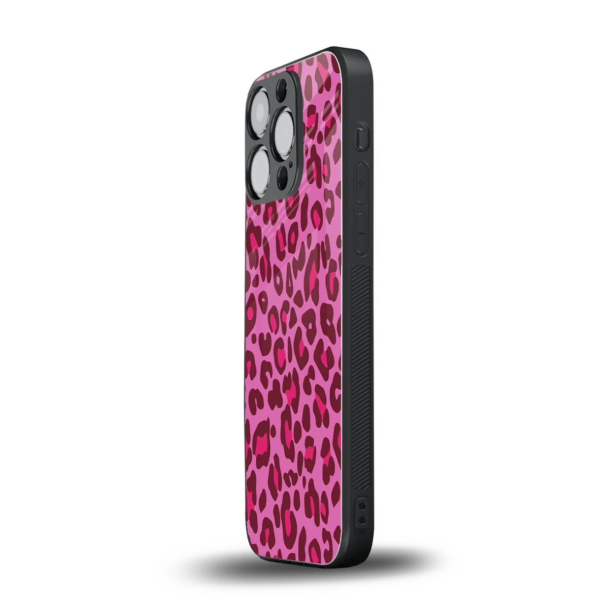Leopard Pink iphone 13 pro mobile cover | shockproof glass phone case