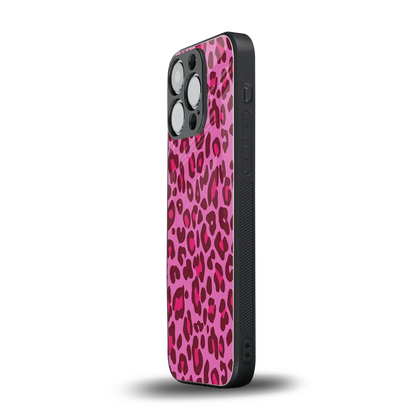 Leopard Pink iphone 13 pro mobile cover | shockproof glass phone case