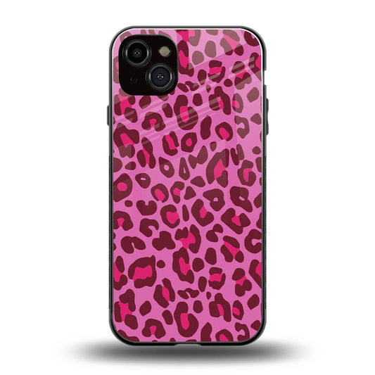 Leopard Pink back phone cover | glass case for iphone 14 plus