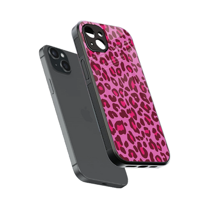 Leopard Pink sleek iphone 14 plus cover with tempered glass back and TPU edges